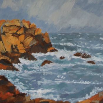 Peinture intitulée "Ploumanac'h- L'Arri…" par Chéker, Œuvre d'art originale, Huile Monté sur Châssis en bois