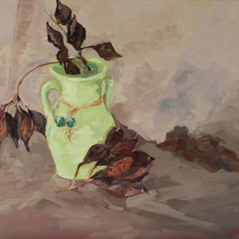 Peinture intitulée "Le Vase de Christine" par Chéker, Œuvre d'art originale, Huile Monté sur Châssis en bois