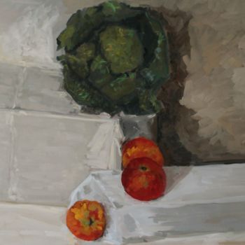Ζωγραφική με τίτλο "Nature Morte aux Tr…" από Chéker, Αυθεντικά έργα τέχνης, Λάδι Τοποθετήθηκε στο Ξύλινο φορείο σκελετό