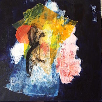Peinture intitulée "LA LUNE EN EMBUSCAD…" par Leylane Ferret, Œuvre d'art originale, Huile Monté sur Châssis en bois