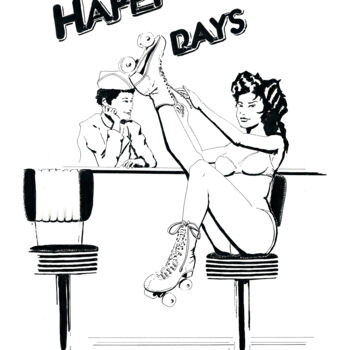 图画 标题为“Happy Days” 由Thibault Cernaix, 原创艺术品, 墨