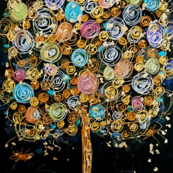Painting titled "Arbre de Vie Cabare…" by Stéphanie Menard, Original Artwork, Acrylic Mounted on Wood Stretcher frame