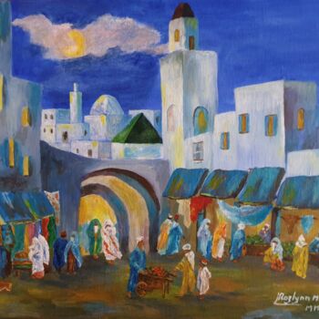 Painting titled "Evening Bazaar" by L'Orientaliste, Original Artwork, Acrylic