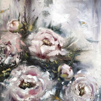 「Peonies」というタイトルの絵画 Olga Soldatovaによって, オリジナルのアートワーク, オイル ウッドストレッチャーフレームにマウント