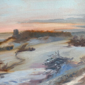 Painting titled "Coucher hivernal su…" by Hélène Avot, Original Artwork, Oil