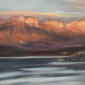 Painting titled "Derniers feux sur l…" by Hélène Avot, Original Artwork, Oil