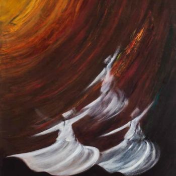 제목이 "Whirling Dervishes17"인 미술작품 Shafique Farooqi로, 원작, 기름