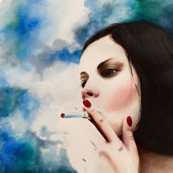 Drawing titled "Kate" by Nastya G., Original Artwork, Watercolor Mounted on Cardboard