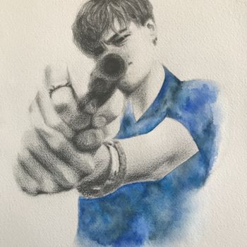 Drawing titled "Romeo" by Nastya G., Original Artwork, Watercolor Mounted on Cardboard