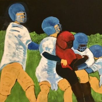 Картина под названием "Football Players 3" - Jan Wall, Подлинное произведение искусства, Масло Установлен на Деревянная рама…