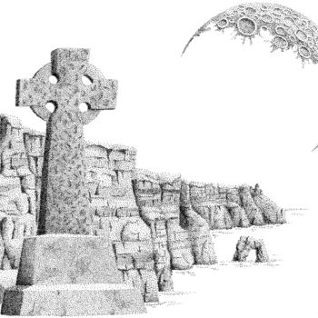 图画 标题为“irish cross” 由Jure Kralj, 原创艺术品, 墨