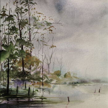 Peinture intitulée "Sérénité" par William Castaño, Œuvre d'art originale, Aquarelle