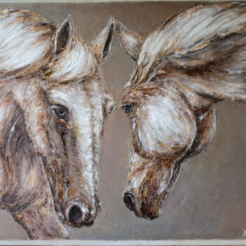 Peinture intitulée "Horses" par Tatjana Dan'Shina, Œuvre d'art originale, Huile Monté sur Châssis en bois