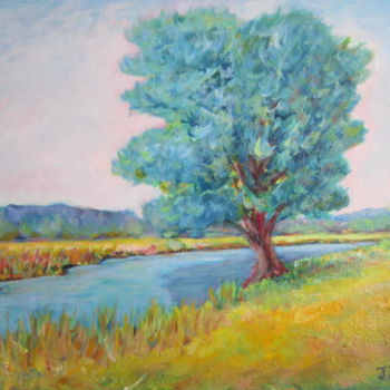 Peinture intitulée "Eté  à  Cubry" par Joel Jeanniot, Œuvre d'art originale, Huile Monté sur Châssis en bois