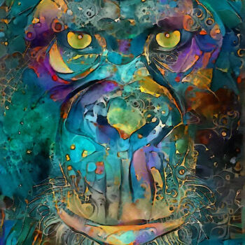 Digitale Kunst getiteld "Malkko, gorilla" door L.Roche, Origineel Kunstwerk, Acryl