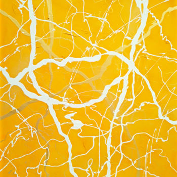 Painting titled "Reflections on yell…" by Andrey Visokinsky, Original Artwork, Acrylic Mounted on Wood Stretcher frame