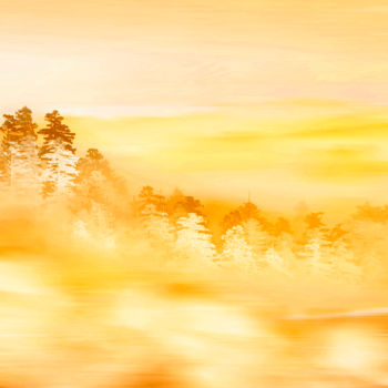 Ζωγραφική με τίτλο "Foggy morning in a…" από Ievgeniia Bidiuk, Αυθεντικά έργα τέχνης, Ακουαρέλα