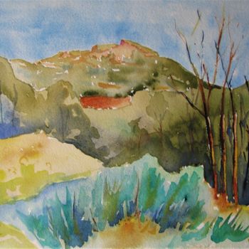 Peinture intitulée "le Pic Saint-Loup v…" par Jean-Noël Le Junter, Œuvre d'art originale, Aquarelle