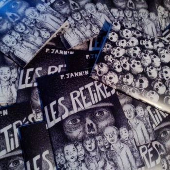 Σχέδιο με τίτλο "LES RETIRÉS le livre" από Patrick Jannin, Αυθεντικά έργα τέχνης, Μελάνι