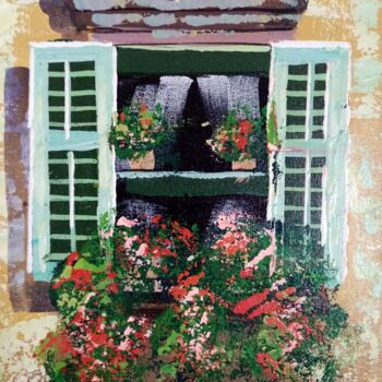 绘画 标题为“Window with flowers…” 由Filip Petrovic, 原创艺术品, 丙烯