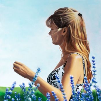 Painting titled "Lavandes" by Jean-Pierre André Leclercq, Original Artwork, Oil