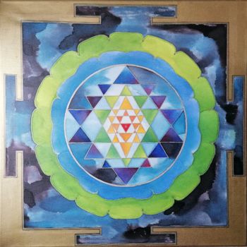 Malerei mit dem Titel "Shri Yantra Baleful…" von Esserenza, Original-Kunstwerk, Aquarell