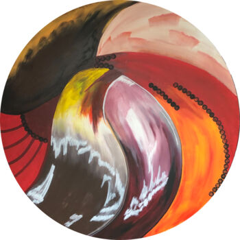 Painting titled "DERNIÈRE FLAMME" by Pascale Rey-Texier, Original Artwork, Acrylic Mounted on Wood Stretcher frame