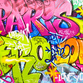 Painting titled "GRAFFITI" by Vincent Bardou, Original Artwork, Acrylic Mounted on Wood Stretcher frame