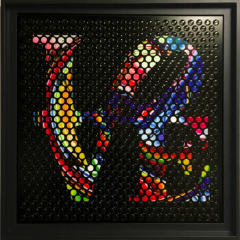Painting titled "LOVE" by Laurent Gros, Original Artwork, Digital Painting Mounted on Aluminium