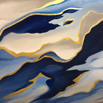 Painting titled "ON CLOUD NINE - BLU…" by Dmitry King, Original Artwork, Acrylic Mounted on Wood Stretcher frame