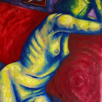 Malerei mit dem Titel "In The Box" von Nella Fauve, Original-Kunstwerk, Öl Auf Keilrahmen aus Holz montiert