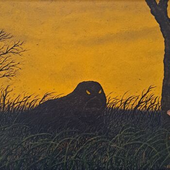 Schilderij getiteld "SPIRIT of FEAR" door Ed Moralez, Origineel Kunstwerk, Olie