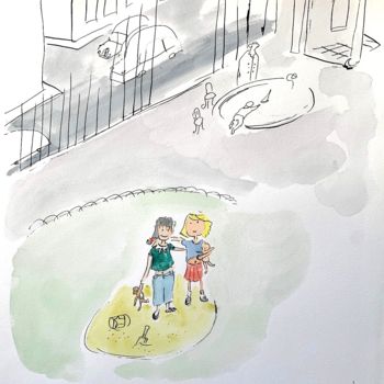 제목이 "Friends"인 미술작품 Arnaud Faugas로, 원작, 수채화