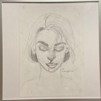 Peinture intitulée "The Girl with Head…" par Evangelina, Œuvre d'art originale, Crayon