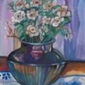 Painting titled "Flores" by Chicana Artist.... Ruth Olivar Millan, Original Artwork