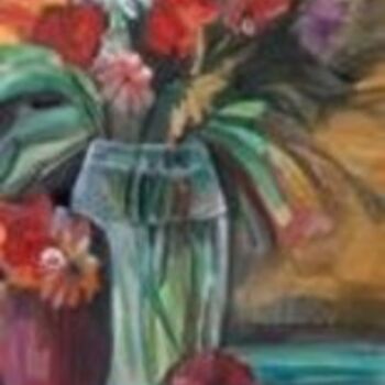 Painting titled "Flores" by Chicana Artist.... Ruth Olivar Millan, Original Artwork