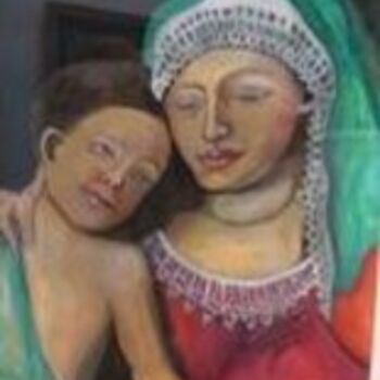 Painting titled "Mother with her You…" by Chicana Artist.... Ruth Olivar Millan, Original Artwork
