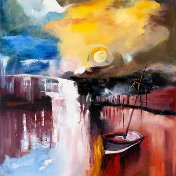 Malerei mit dem Titel "Fumando espero" von Liliana Beatriz Teruel, Original-Kunstwerk, Öl