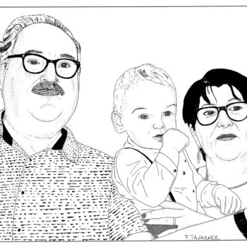 Drawing titled "Le baptème" by Pascal Tavarner, Original Artwork, Ink