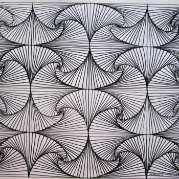 Peinture intitulée "C44 ink drawing" par Claudette Allosio, Œuvre d'art originale, Marqueur