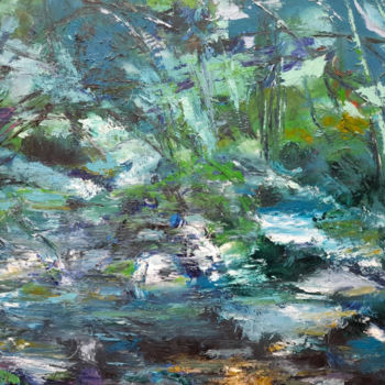 Painting titled "VERDURES EN RIVIERE" by Christberg, Original Artwork, Oil