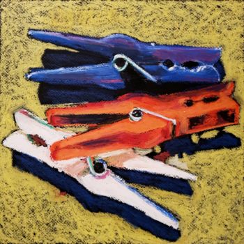 Drawing titled "Trois pinces" by Franck Le Boulicaut, Original Artwork, Pastel