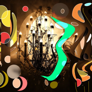 Digitale Kunst getiteld "Magic Chandelier" door Marc Bulyss, Origineel Kunstwerk, Digitaal Schilderwerk