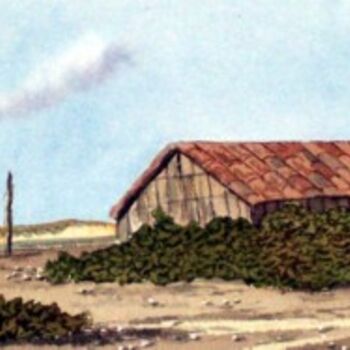 Peinture intitulée "Cabane de pêcheur" par Alain Chevrignac, Œuvre d'art originale