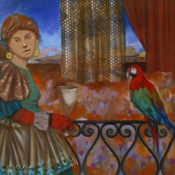 Schilderij getiteld "Evening (70x80cm, o…" door Seyran Mejanyan, Origineel Kunstwerk, Olie Gemonteerd op Frame voor houten b…