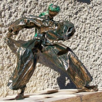 Sculpture intitulée "un turban vert" par Anne-Frédérique Ferret, Œuvre d'art originale, Papier