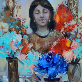 Schilderij getiteld "Spring (70x80cm, oi…" door Seyran Mejanyan, Origineel Kunstwerk, Olie Gemonteerd op Frame voor houten b…