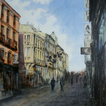Pintura intitulada "Calle Ancha-León" por Tomás Castaño, Obras de arte originais, Óleo