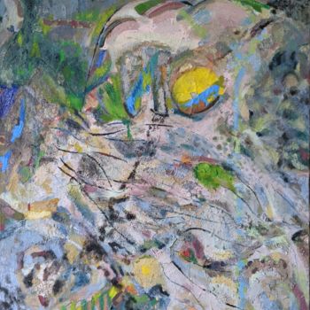 Painting titled "huile et matériaux…" by Frédéric Vauge, Original Artwork, Oil