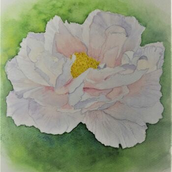 Peinture intitulée "Peónia" par Inês Dourado, Œuvre d'art originale, Aquarelle